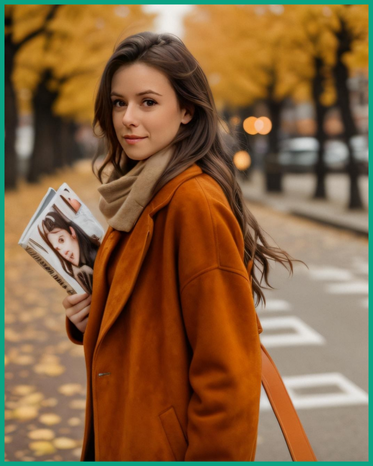Ambra Zoia in una strada autunnale